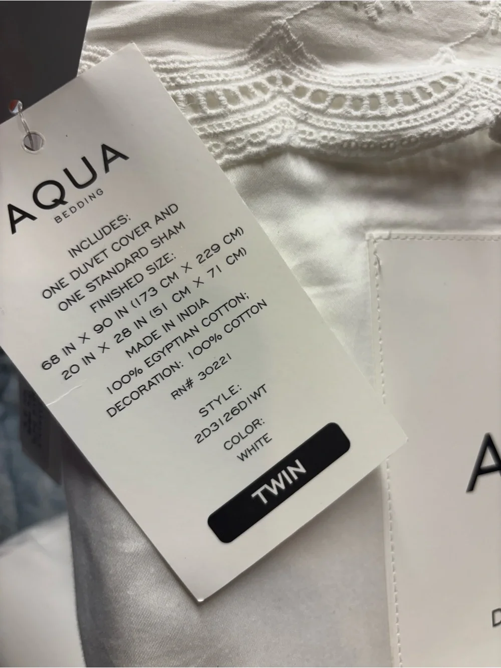 Aqua White Lace Twin Duvet Cover b153s